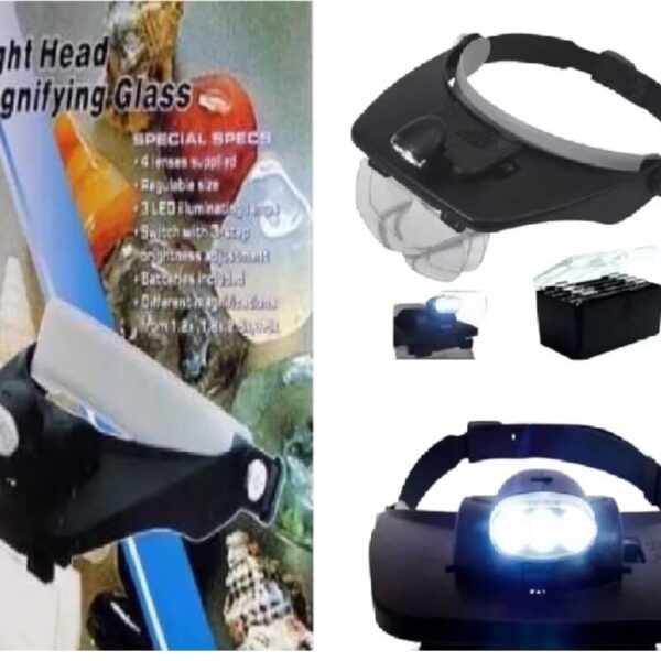 Lupa De Cabeça Profissional 3Leds 4 Lentes